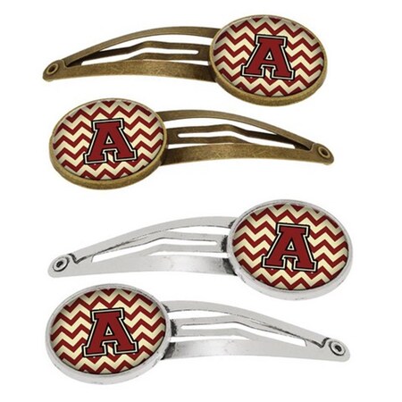Carolines Treasures Letter A Chevron Maroon and Gold Barrettes Hair Clips, Set of 4, 4PK CJ1061-AHCS4